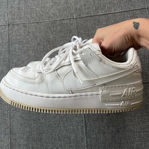 White Nike women’s Air Force 1 shadow platform